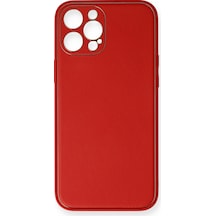 İphone 12 Pro Max Kılıf Coco Deri Silikon Kapak - Kırmızı Düz Renkli