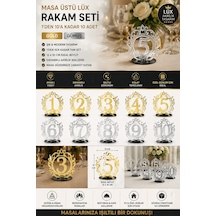Lüks Akrilik Masa Numaratörü Seti 1-10 Arası 12x10 Cm - Düğün, Nişan, Restoran & Rezerve Masa Numarası Rakam Seti Gold / Gümüş