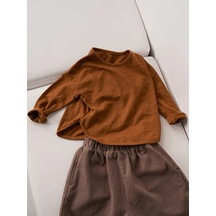 1st Look Çocuk Oversize Kore Tarzı Uzun Kollu Üst 219342825 Kahverengi