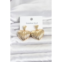 316l Çelik Gold Renk Kalp Model Kadın Küpe 6413567