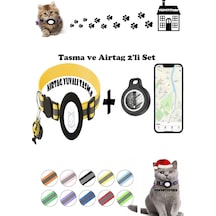 Takip Cihazı Ve Airtag Yuvalı Kedi Tasması Ios Uyumlu Boyun Tasması Gps 2'li