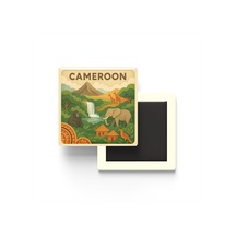 Kamerun - Cameroon - Paper Cut Art - Baskılı Buzdolap Magneti Kare - 9x9 Cm