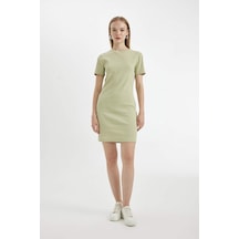 DeFacto Coool Bodycon Vücudu Saran Bisiklet Yaka Fitilli Kaşkorse Kısa Kollu Mini Elbise C1503AX24SPKH439 DeFacto Coool Bodycon Vücudu Saran Bisiklet Yaka Fitilli Kaşkorse Kısa Kollu Mini Elbise C1503AX24SPKH439