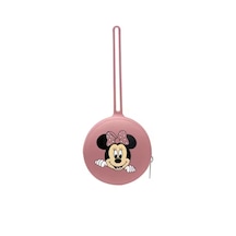 Minnie Mouse Baskılı Silikon Emzik Kutusu - Emzik Saklama Kabı - Hijyenik Ve Askılı Tasarım Koyu Pembe