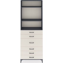 Arges Dolap 3 Raflı 7 Çekmeceli 2 Kapaklı 88x30x243 Antrasit-aytaşı Antrasit