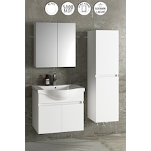 Yıldız 55+35 Cm Beyaz Mdf Lavabolu Asma Banyo Dolabı Takımı Beyaz