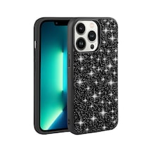 Zore İphone 13 Pro Uyumlu Parlak Taşlı Tasarım Ogaa Linea Kılıf-siyah
