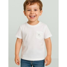 Breeze Erkek Bebek Cep Detaylı Basic T-shirt-15832 Beyaz