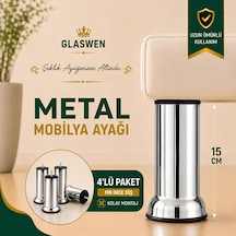 4 Adet Metal Destek Ayağı 15 Cm Krom Mobilya Kanepe Baza Koltuk Ünite Ayakları Metrik 8 Civatalı İnce Diş