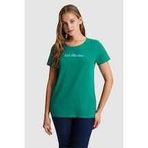 U.s. Polo Assn. Kadın Koyu Yeşil Tişört Basic 50323450-vr079 Koyu Yesıl