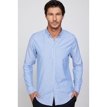 Tudors Slim Fit Uzun Kol Çizgili Yaka Düğmeli Erkek Gömlek-28525-multi Çok Renkli