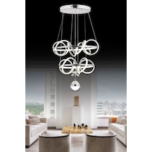 Kuzey Çift Katlı Krom Kumandalı Ve Dimerli Beyaz, Sarı, Gün Işığı Ledli Avize Sb-ld-450 Krom