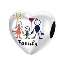 Family Kalp Boncuk Charm Gümüş