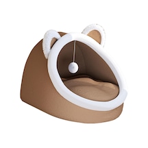 Suntek Top Oyuncaklı Pet Yatak Rahat Kedi Uyku Pedi L-kahverengi