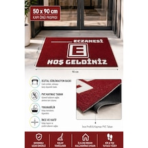 Valerine Life Eczane Logolu Kırmızı Hoş Geldiniz İşyeri Kapı Önü Paspası 50x90cm Kişiye Firmaya Özel