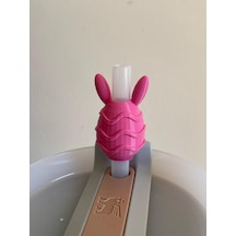 Tavşan Kulaklı Sürpriz Yumurta Model Pipet Süsü Quencher Termos Uyumlu Beyaz