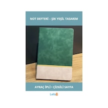 Altın Şeritli Şık Yeşil Deri Not Defteri 21 Cm X 15 Cm Çok Renkli