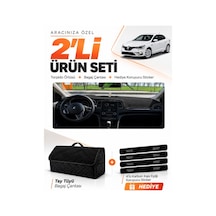 Renault Megane 4 2016-2024 Uyumlu Torpido Örtüsü + Tay Tüyü Bagaj Çantası + Sticker Seti - Siyah