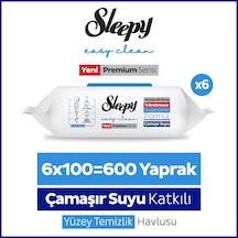Sleepy Easy Clean Premium Çamaşır Suyu Katkılı Yüzey Temizlik Havlusu Mendili 6x100 (600 Yaprak)