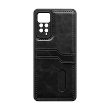 Xiaomi Redmi Note 12 Pro 4g Kılıf Sara Kartvizitli Deri Kılıf - Siyah -