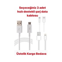Lightning-Micro-Type-C Data Destekli Hızlı Şarj Kablosu