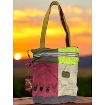 Vintage Renkli Etnik Orta Boy Plaj Günlük Kadın Kol Omuz Çantası 27cm X 33cm Bordo