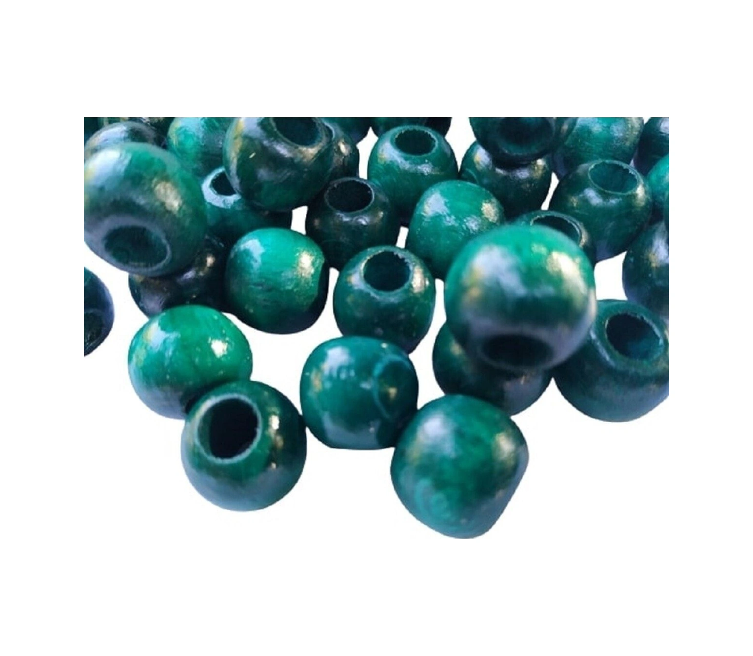 14 Mm Zümrüt Ahşap Boncuk - 50 Gram 50 Adet.