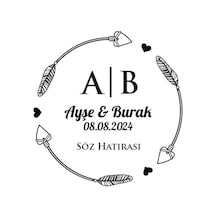 Köşeleri Yuvarlatılmış Kare Mühür Kına Nişan Düğün 3x3 Cm Özel Etiket / 50 Adet Sticker Beyaz