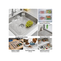 Lavabo Kurutma Matı 32x32 Cm, Şeffaf Petek Desenli Buzluk Ve Dondurucu Raf Koruyucu, Çekmece Raf İçi Kaydırmaz Düzenleyici Mat, Banyo, Tezgah Ve Evcil Hayvan Mama Alanı İçin Çok Amaçlı Mat Açık Gri - Çok Renkli