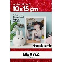Gerçek Camlı 21lik Düz 10 X 15 Beyaz Fotoğraf Resim Çerçevesi Ayaklı Arkalık Veya Duvara Asma