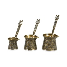 Cezve Takımı - Üçlü Zamak - Antik Sarı