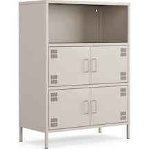 Pera Metal Çok Gözlü Dolap, 4 Kapaklı, Açık Raflı 80,50 X 40 X 109,50 Cm Bej