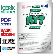 2026 Ösym Yks-ayt Sözel Meb Online Türkiye Geneli 4. Deneme Büyük Boy Renkli Baskı Ücreti