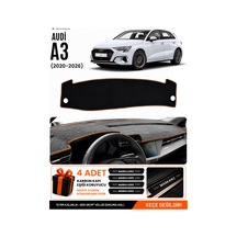 Audi A3 2020-2026 Uyumlu Torpido Koruma, Torpido Örtüsü, Torpido Kılıfı - Siyah Kahverengi