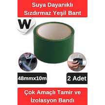 Sızdırmaz Suya Dayanıklı Yeşil Renk Çok Amaçlı Tamir Ve İzolasyon Bandı 10m 2 Adet