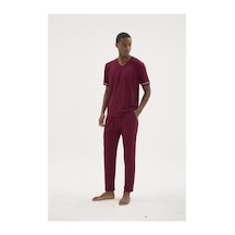 Angbutik Erkek Pijama Takımı Kocabey Kkt-26162 V Yaka Mürdüm