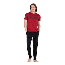 6050 Erkek Kısa Kollu Penye Pijama Takımı-bordo Bordo