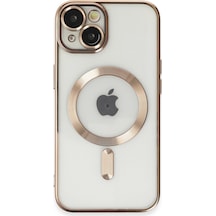 Newface - 771 - Apple iPhone Uyumlu 15 Kılıf Kross Magneticsafe Kapak - Csmo-tex - - Gold