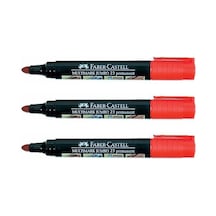 Faber Castell Markör Permanent Jumbo Kırmızı Kalem 3lü