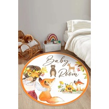 West Home Makinede Yıkanabilir Kaymaz Taban Leke Tutmaz Yuvarlak Çocuk Halısı Oyun Matı Wh 556 Orange Yuvarlak Turuncu