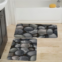 Rovigo Home Rvg5028 Baskılı Kaymaz Taban 2'Li Banyo Paspas Takım 100 x 60 + 60 x 50 CM Çok Renkli