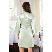 Faal 5912 Kadın Saten Bride Sabahlık-yeşil Yeşil