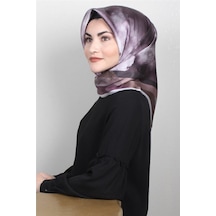 Armine Nostalji Serisi Twill İpek Eşarp 8354-84nt Mor-gri