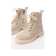 02-2003 Bej Süet Bağcıklı Fermuarlı Günlük Kadın Bot Bej