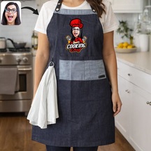 Bk Gift Kişiye Özel Karikatürlü Pamuk Denim Havlu Detaylı Mutfak Önlüğü -2, Aşçı Ve Şef Önlüğü, Ev Hediyesi Kobitmeyencom36596 Bk Gift Renkli
