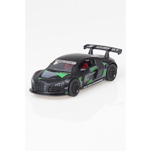Metal Çek Bırak Oyuncak R8 Spor Araba Siyah Yeşil 11 cm 1:36 Hediye Kutulu