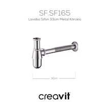 Creavit Lavabo Sifon 33cm Metal Körüklü Krom
