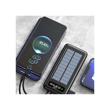 10000 Mah Powerbank Göstergeli Powerbank Solar Powerbank Güneş Enerjili Fenerli 4 Çıkışlı Siyah