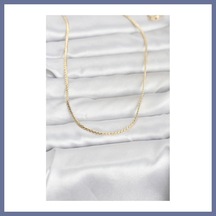 Bezos Cm 14k Gold Renk Yassı Zincir Model 60 Cm Kadın Kolye Dlra