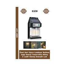 Özel Seri Gece Lambası Balkon Işığı Enerji Tasarruflu Dikey 3 Ledli Güneş Enerjili Led Çok Renkli